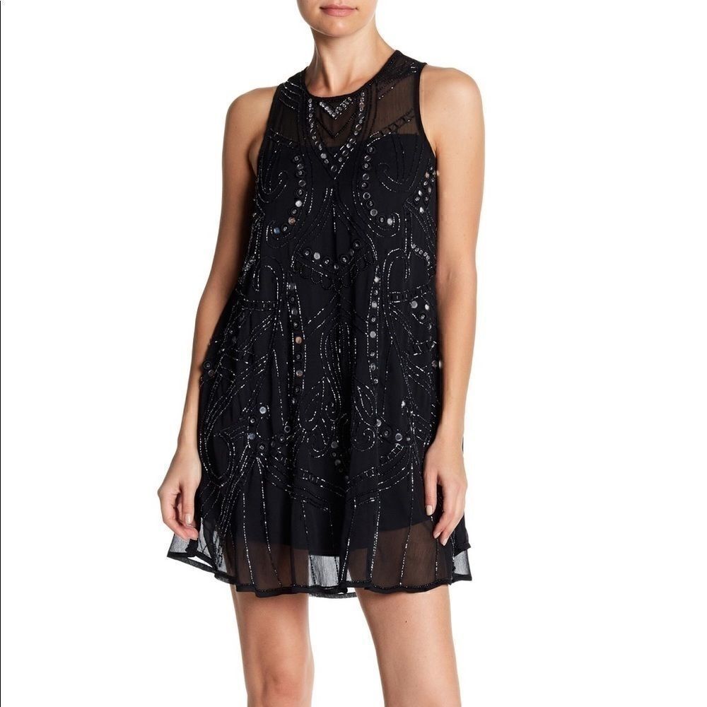 Anthropologie Raga beaded swing shift dress